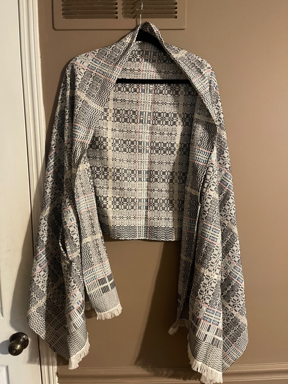 Madewell Cream, Black & Pastel Thread Woven Shawl